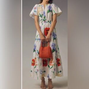 Anthropologie Somerset Maxi Dress with Red and Blue Floral XL
